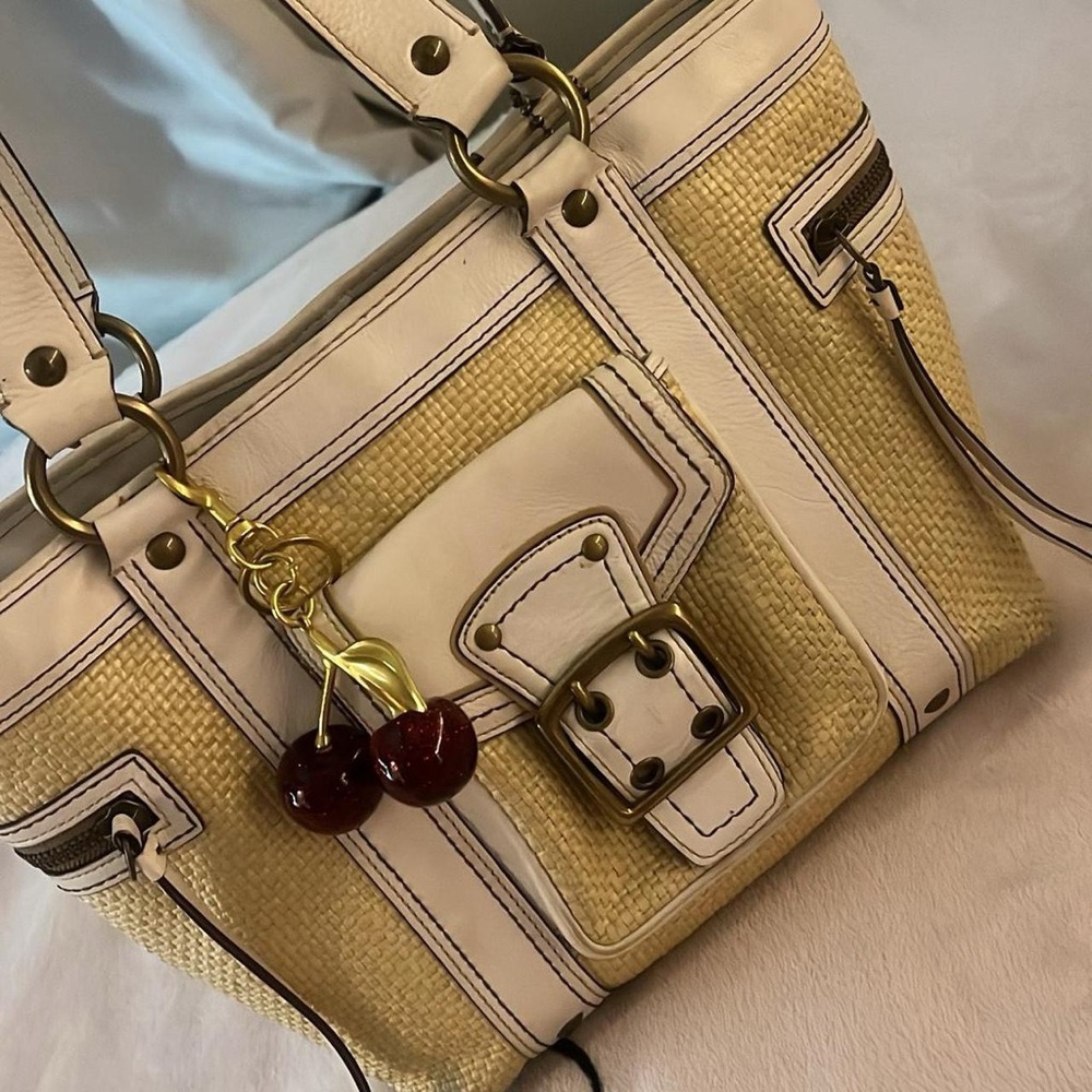 Coach Cream and Tan Tote Bag